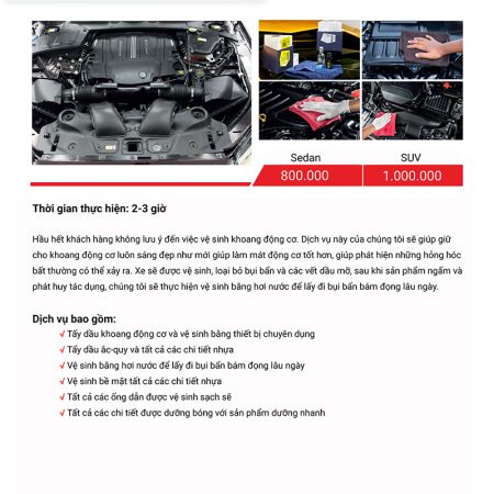 Bảng giá VỆ SINH KHOANG MÁY chăm sóc xe hơi chuyên nghiệp tại Auto365